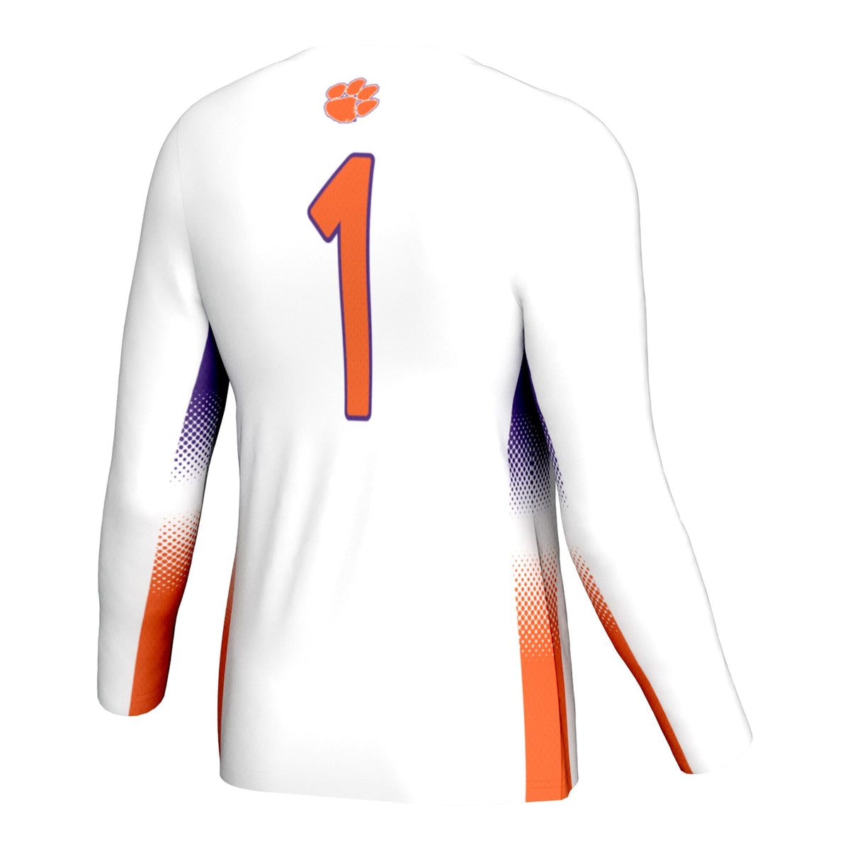 #1 Clemson Tigers Lightweight Volleyball Jersey - White product image 4, provided for visual reference and product detail