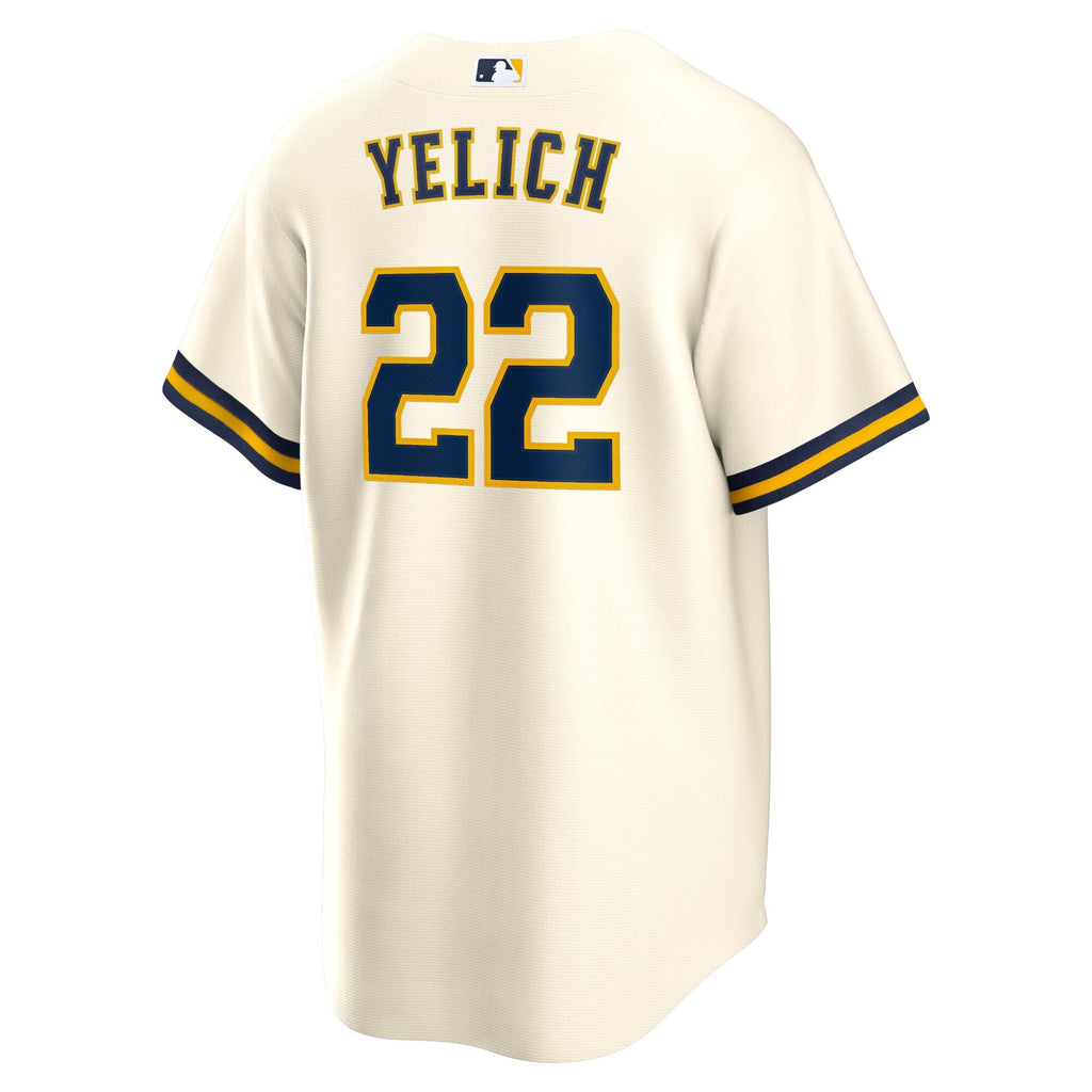Milwaukee Brewers Christian Yelich Cream Home Replica Player Jersey product image 4, provided for visual reference and