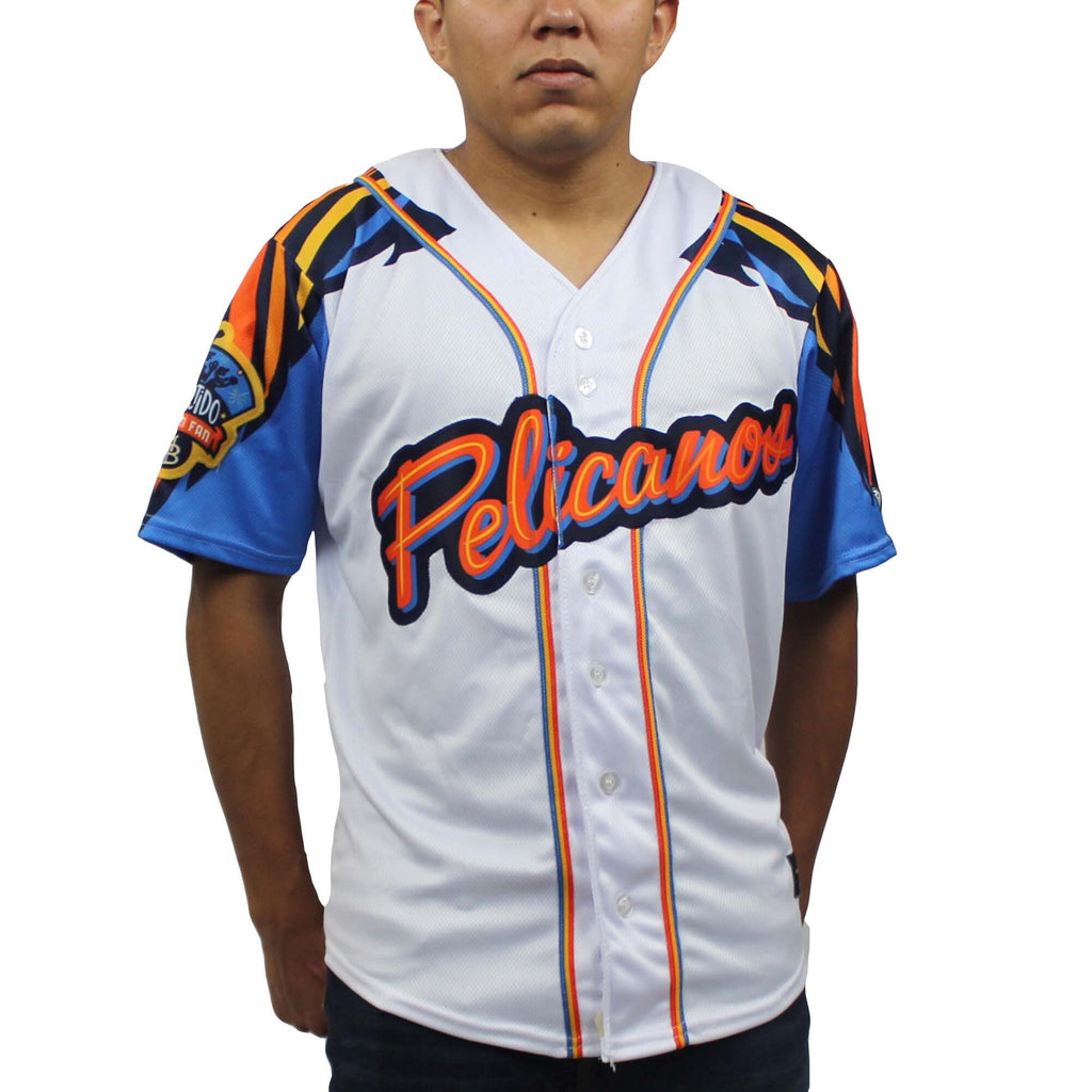 Myrtle Beach Pelicans White Copa Replica Jersey product image 1, provided for visual reference and product detail review