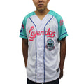 Lexington Legends White/Teal Copa Replica Jersey product image 1, provided for visual reference and product detail review