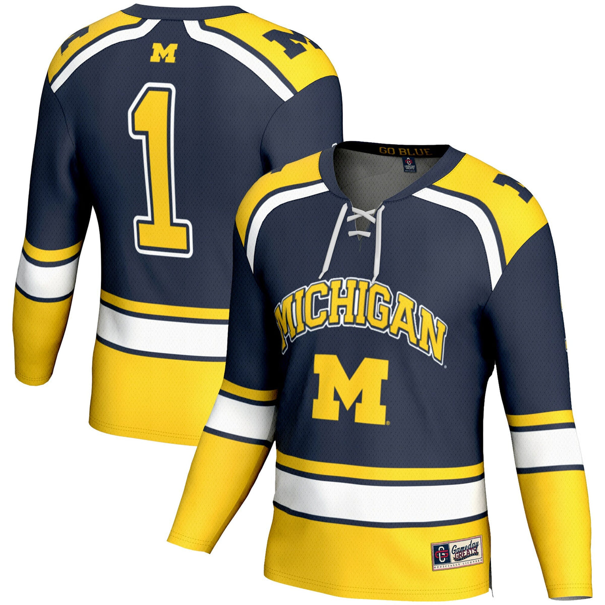 #1 Michigan Wolverines Hockey Jersey - Navy product image 2, provided for visual reference and product detail review