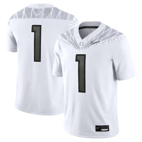 #1 Oregon Ducks Game Jersey - White product image 1, provided for visual reference and product detail review