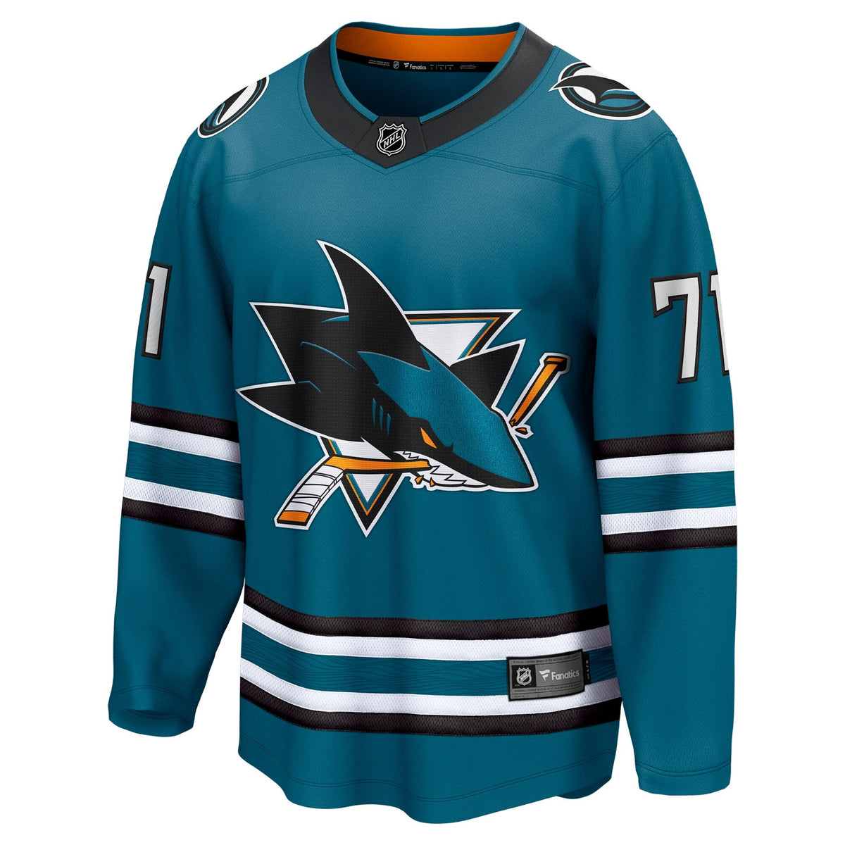 San Jose Sharks Macklin Celebrini Teal Home Breakaway Jersey product image 3, provided for visual reference and product