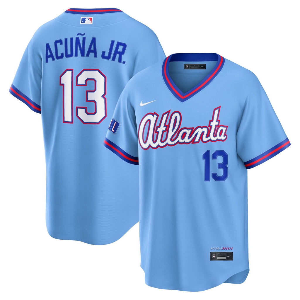 Atlanta Braves Ronald Acuña Jr. Powder Blue 2026 City Connect Stadium Jersey product image 1, provided for visual reference