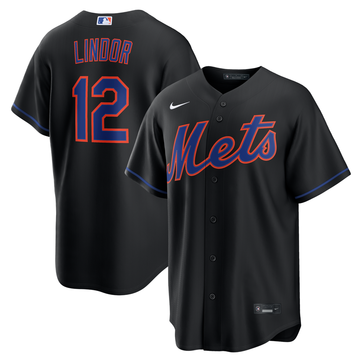 New York Mets Francisco Lindor Black Alternate Replica Jersey product image 2, provided for visual reference and product