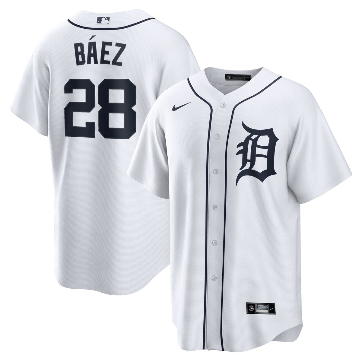Detroit Tigers Javier Baez White Home Replica Player Jersey product image 2, provided for visual reference and product