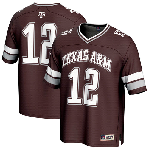 #12 Texas A&M Aggies Lightweight Collegiate Football Fashion Jersey - Maroon product image 2, provided for visual reference