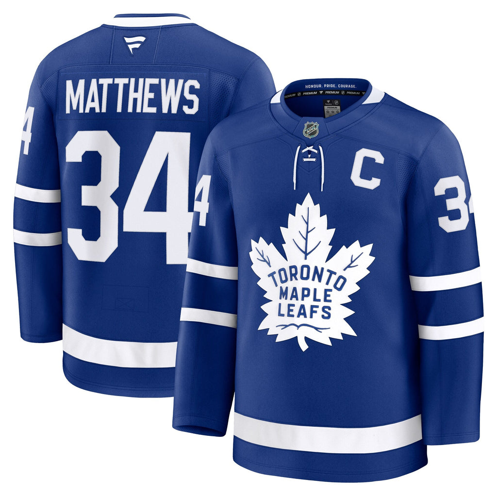 Toronto Maple Leafs Auston Matthews Blue Captain Patch Home Premium Jersey product image 1, provided for visual reference