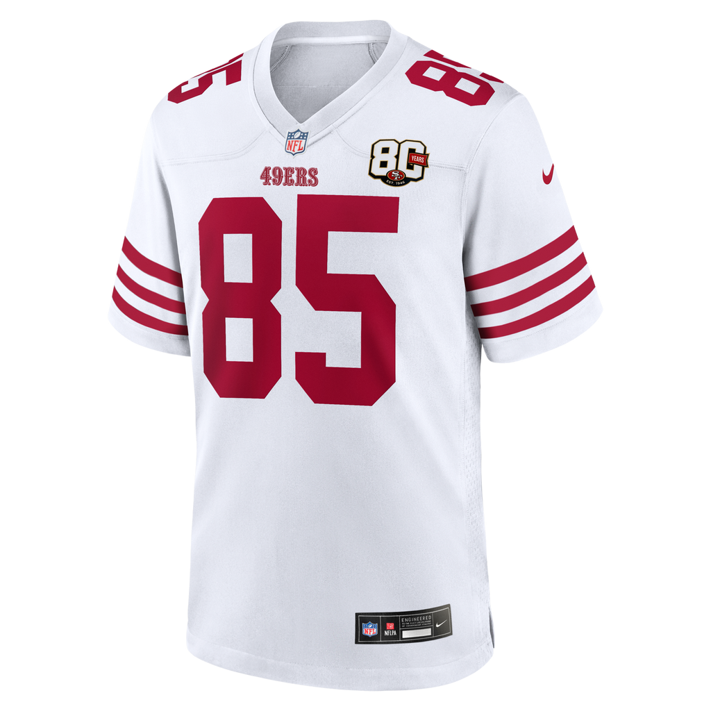 San Francisco 49ers George Kittle White 80th Anniversary Game Jersey product image 3, provided for visual reference and