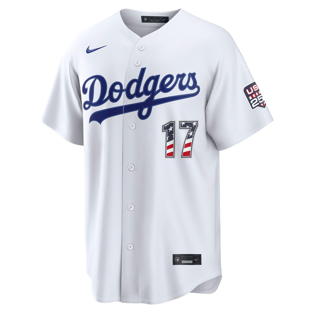 Fourth of July Los Angeles Dodgers Shohei Ohtani White USA 250 Stadium Jersey product image 3, provided for visual reference