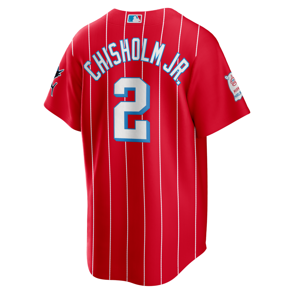 Miami Marlins Jazz Chisholm Jr. Red City Connect Replica Jersey product image 4, provided for visual reference and product