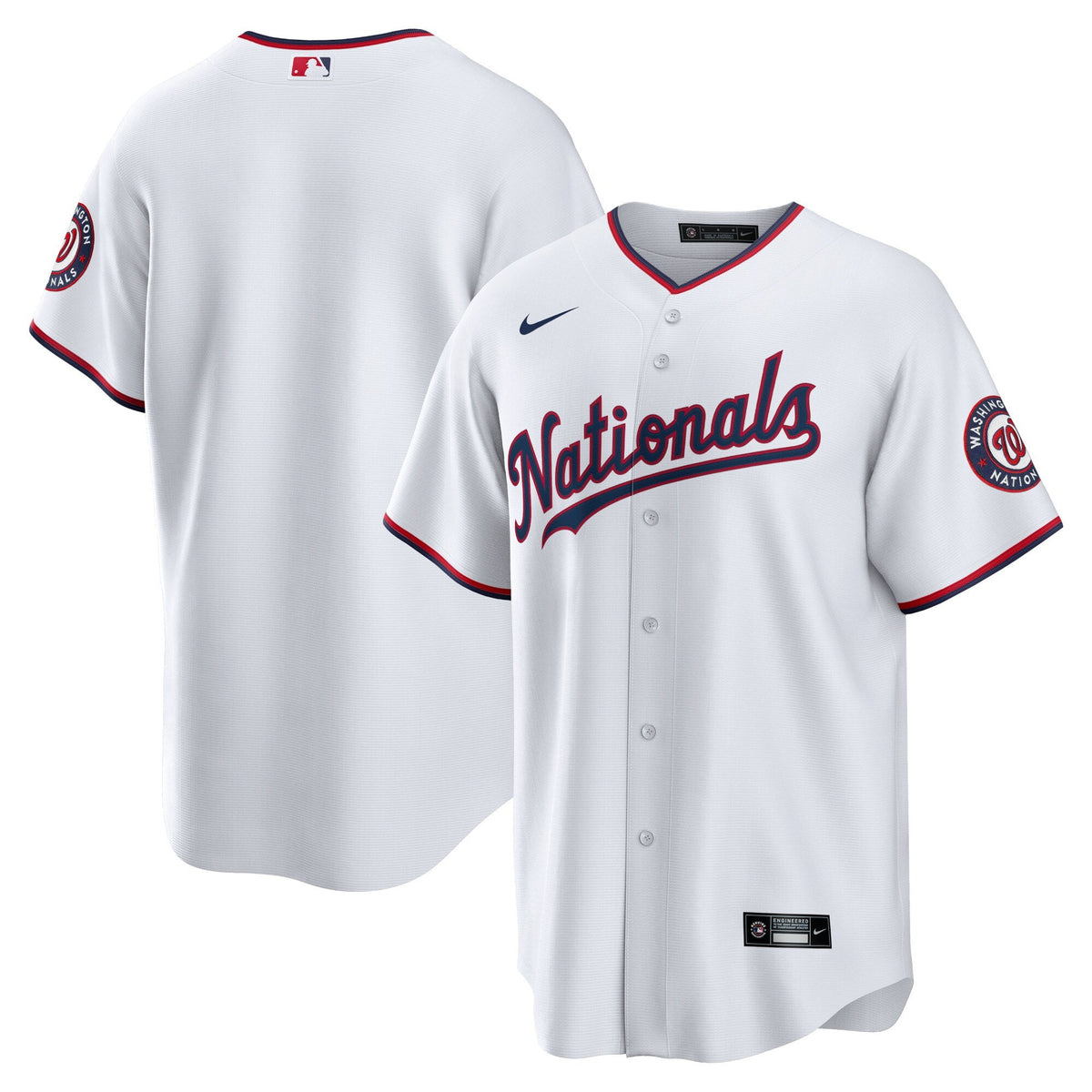 Washington Nationals White Home Blank Replica Jersey product image 2, provided for visual reference and product detail review