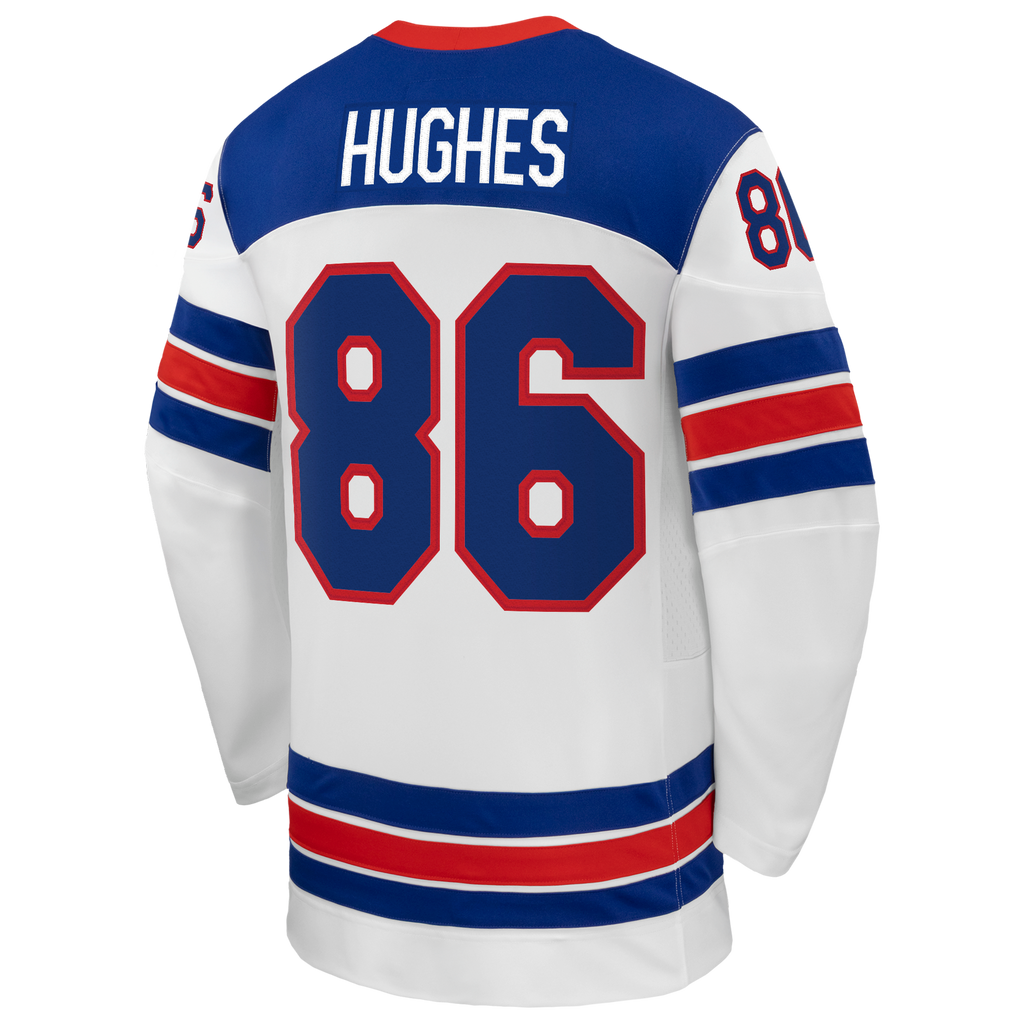 Jack Hughes White US Hockey 2026 Away Replica Jersey product image 4, provided for visual reference and product detail review
