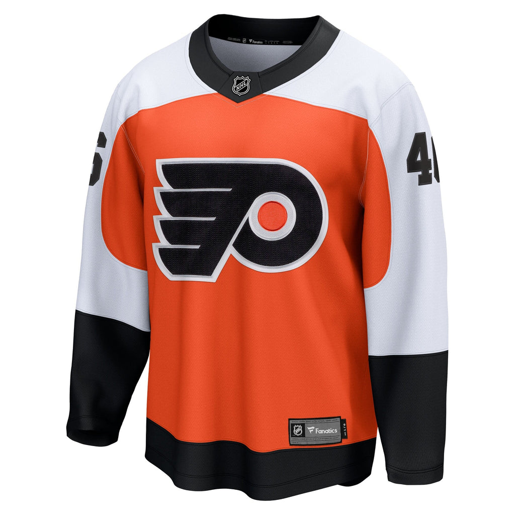 Philadelphia Flyers Trevor Zegras Orange Home Breakaway Jersey product image 3, provided for visual reference and product