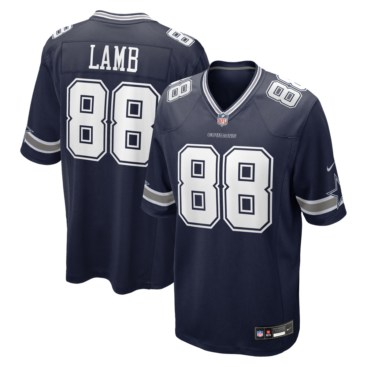 Dallas Cowboys CeeDee Lamb Navy Game Jersey product image 2, provided for visual reference and product detail review
