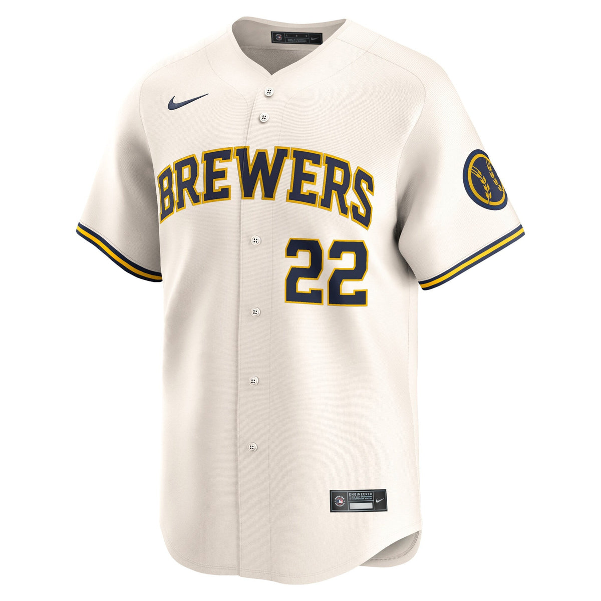 Milwaukee Brewers Christian Yelich Cream Home Limited Player Jersey product image 3, provided for visual reference and