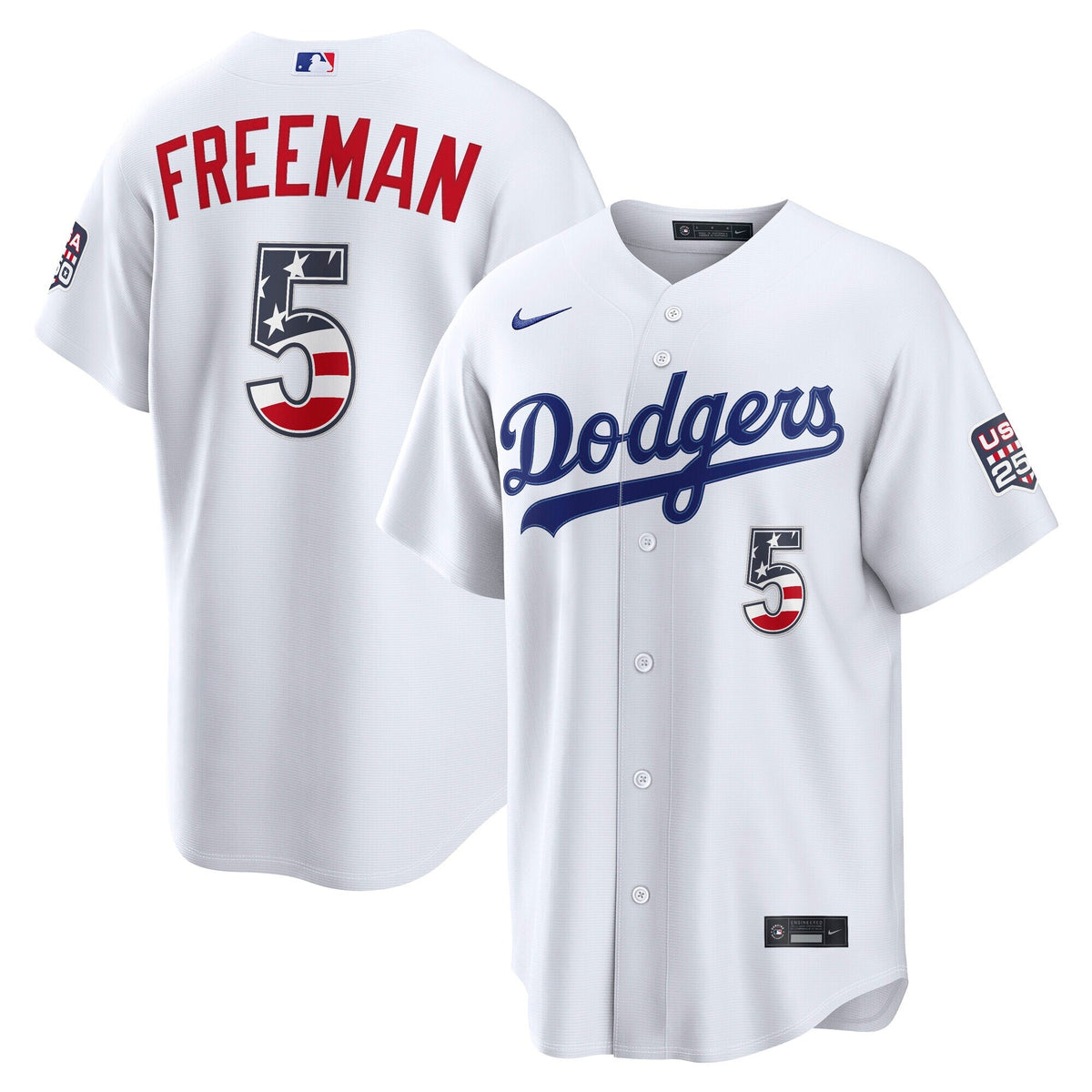 Fourth of July Los Angeles Dodgers Freddie Freeman White USA 250 Stadium Jersey product image 2, provided for visual