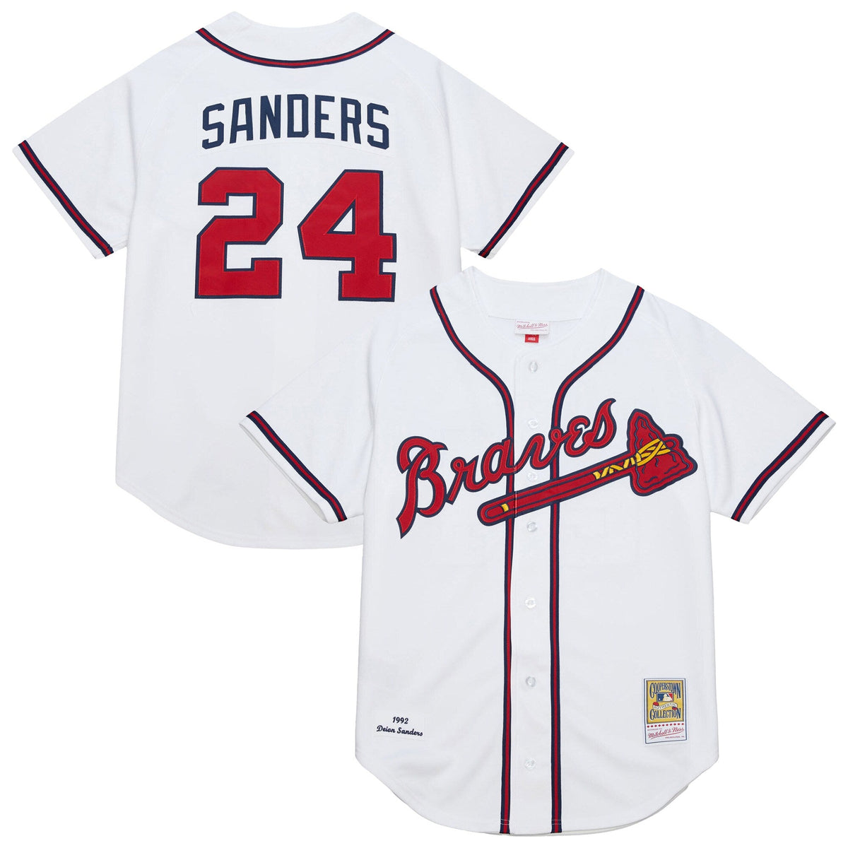 Atlanta Braves Deion Sanders White Cooperstown Collection 1992 Authentic Jersey product image 2, provided for visual