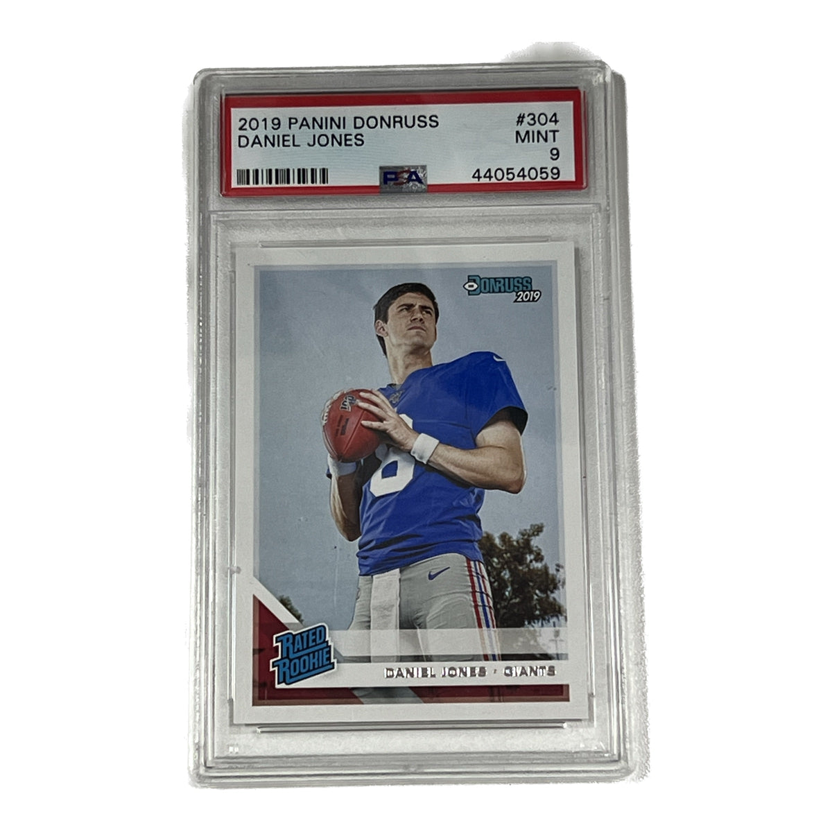 2019 Daniel Jones Panini Donruss Rated Rookie #304 PSA 9 product image 1, provided for visual reference and product detail