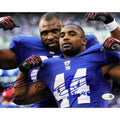 Ahmad Bradshaw & Brandon Jacobs Autographed Beat Brady Flex 8x10 JSA product image 1, provided for visual reference and