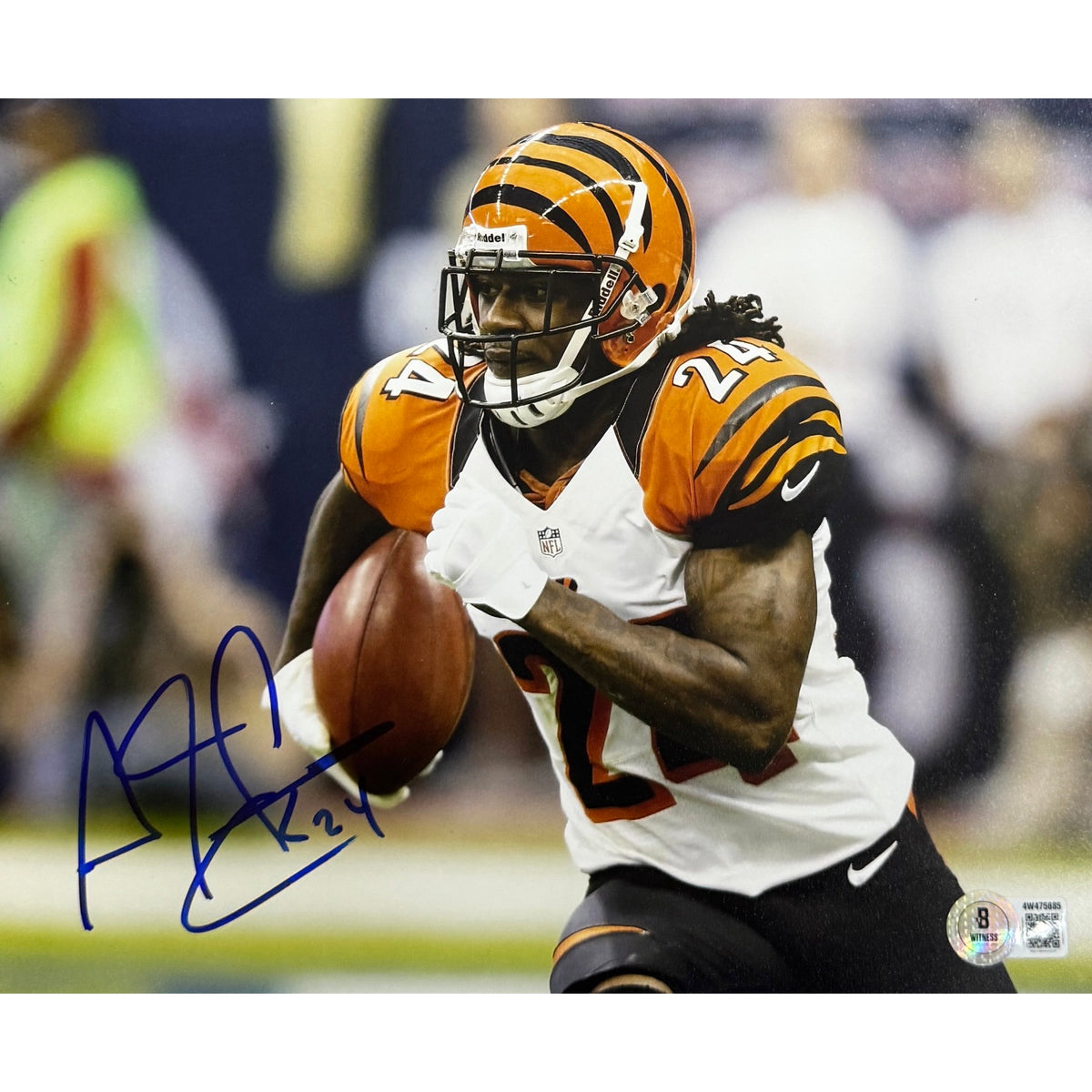 Adam PacMan Jones Cincinnati Bengals White Jersey Running Autograph 8x10 Photo Beckett BAS product image 1, provided for