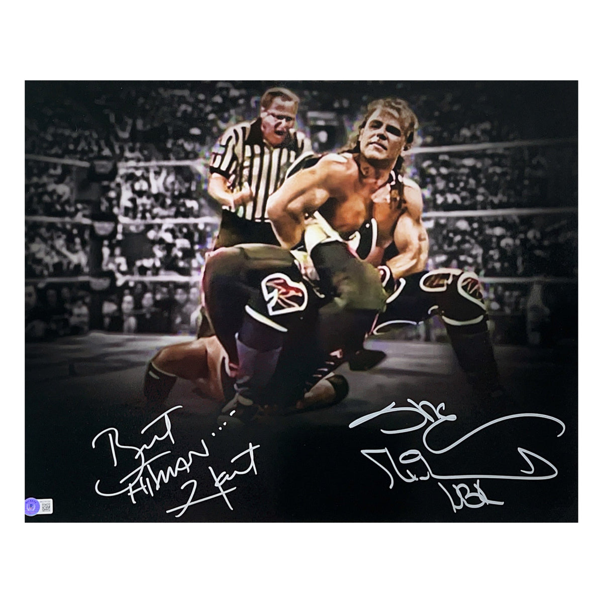 Shawn Michaels & Bret Hart Autographed 16x20 HBK, Hitman Inscriptions Beckett - Unframed product image 1, provided for