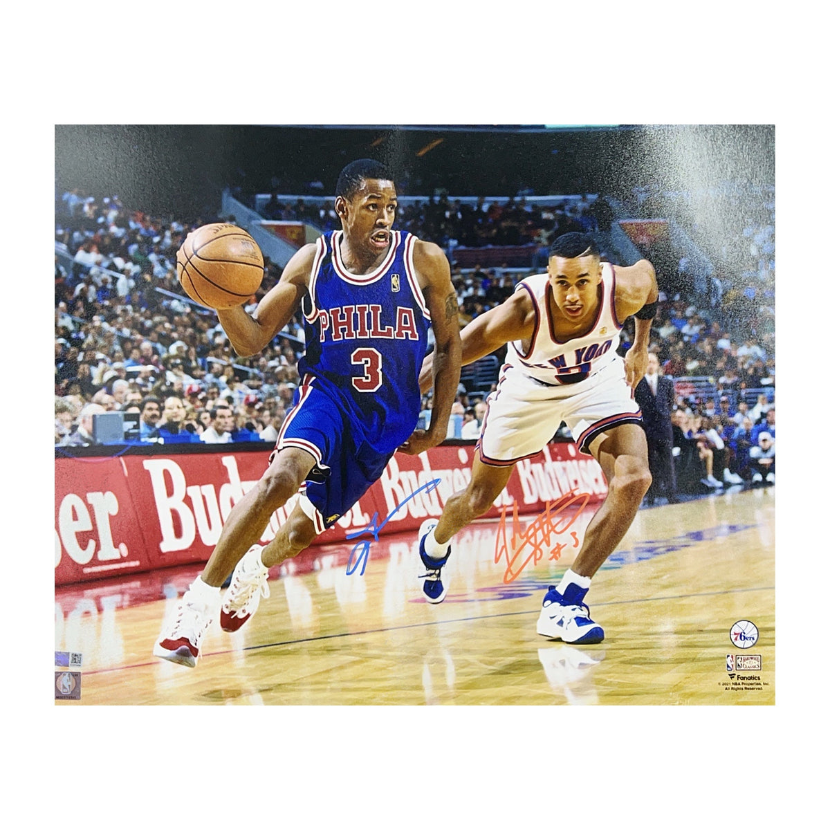 Allen Iverson & John Starks Autographed 16x20 Steiner CX - Unframed product image 1, provided for visual reference and