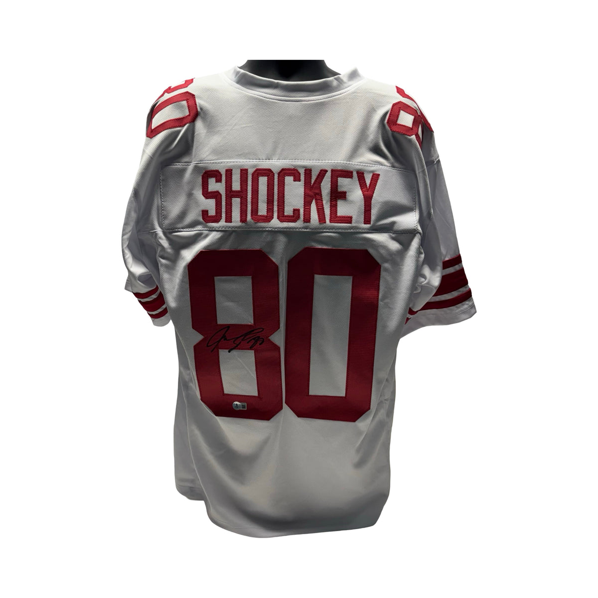 Jeremy Shockey New York Giants White Jersey Beckett BAS product image 1, provided for visual reference and product detail