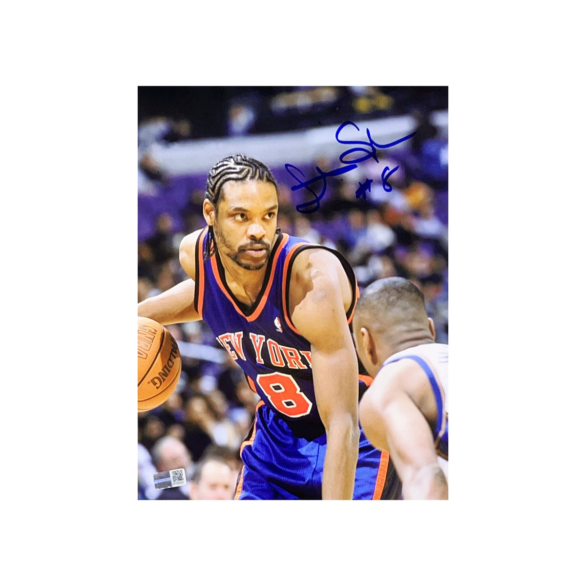 Latrell Sprewell Autographed New York Knicks Dribbling 8x10 Steiner CX product image 1, provided for visual reference and