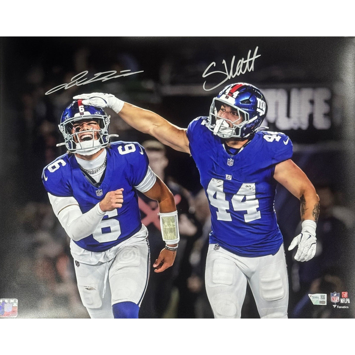 Cam Skattebo And Jaxson Dart Headtap Autograph 16x20 Fanatics product image 1, provided for visual reference and product