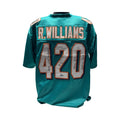 Ricky Williams Miami Dolphins Teal 420 Jersey Beckett BAS product image 1, provided for visual reference and product detail