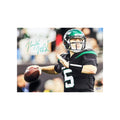 Mike White Autographed New York Jets Black Jersey Throw 8x10 Steiner CX product image 1, provided for visual reference and