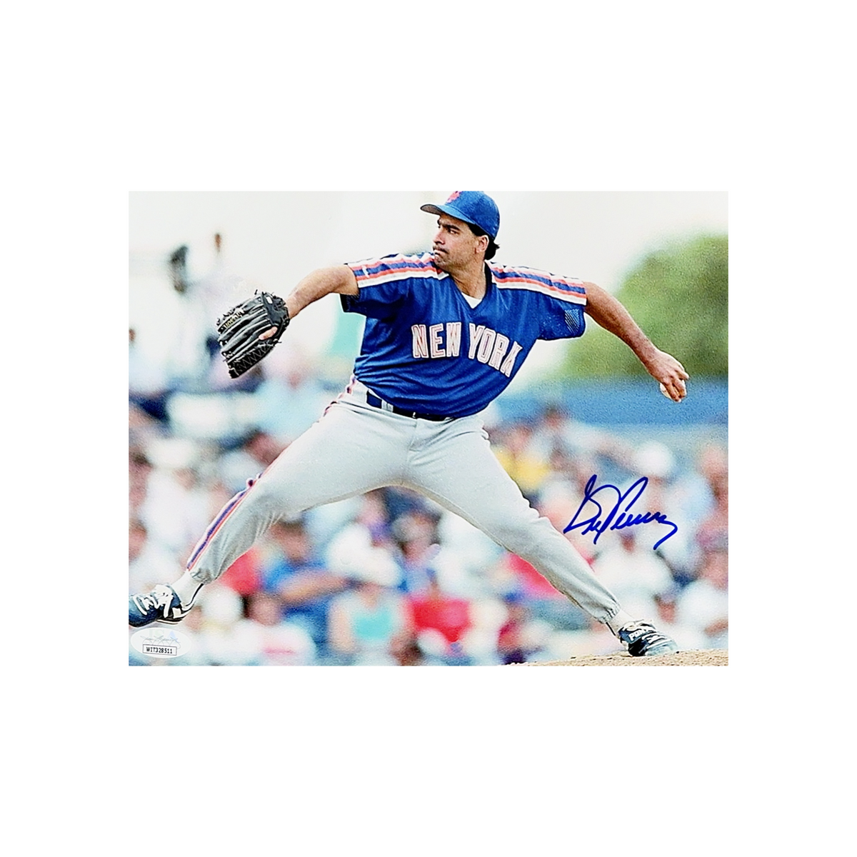 Sid Fernandez Autographed New York Mets Pitching Blue Jersey 8x10 JSA product image 1, provided for visual reference and