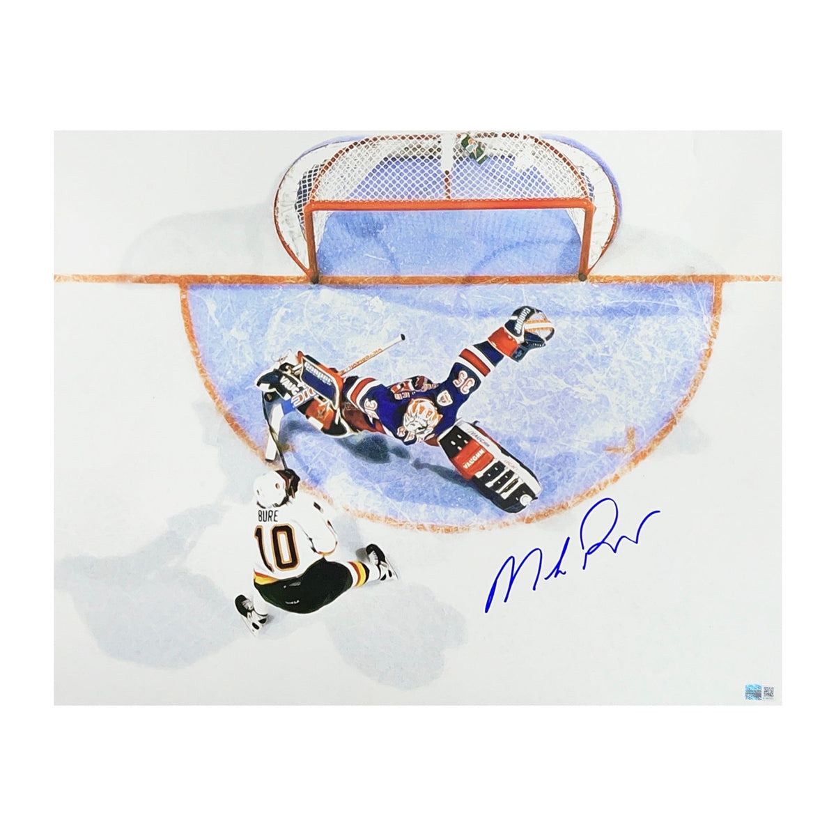 Mike Richter Autographed New York Rangers Stop on Bure 16x20 Steiner CX product image 1, provided for visual reference and