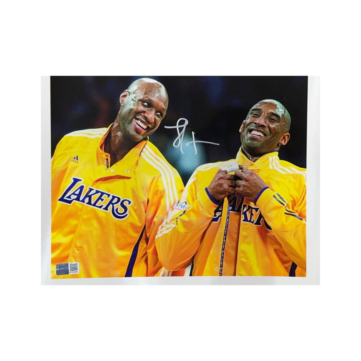 Lamar Odom Autographed Los Angeles Lakers Warmup Jacket w/ Kobe 8x10 Steiner CX product image 1, provided for visual