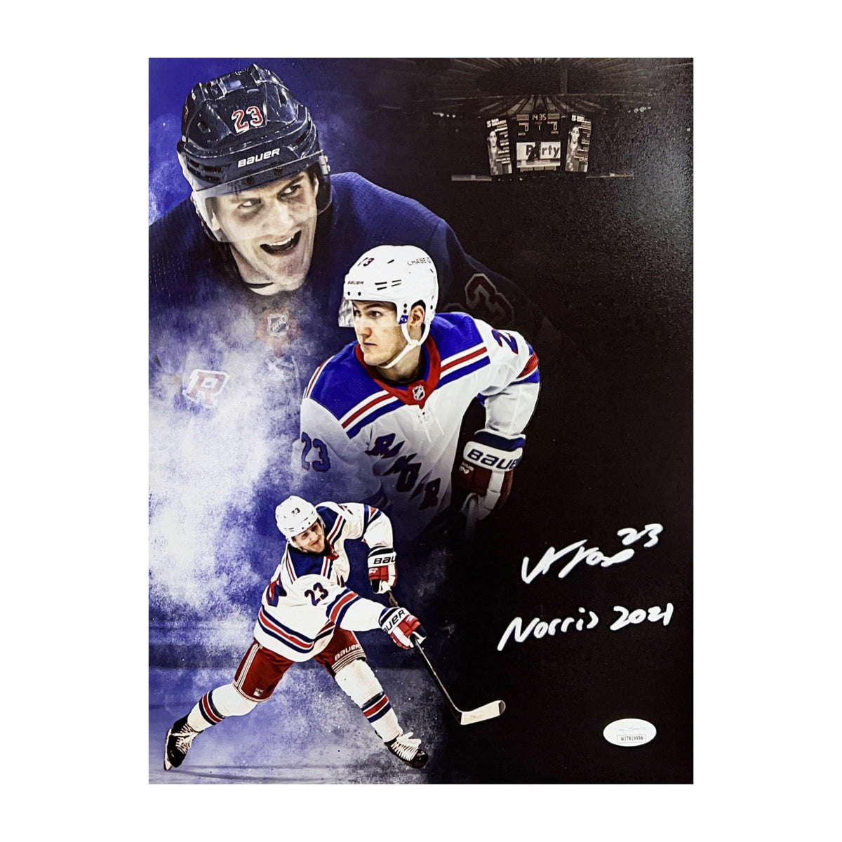 Adam Fox Autographed New York Rangers Edit 11x14 Norris 2021 Inscription JSA product image 1, provided for visual reference