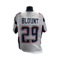 LeGarrett Blount Autographed New England Patriots White Jersey JSA product image 1, provided for visual reference and