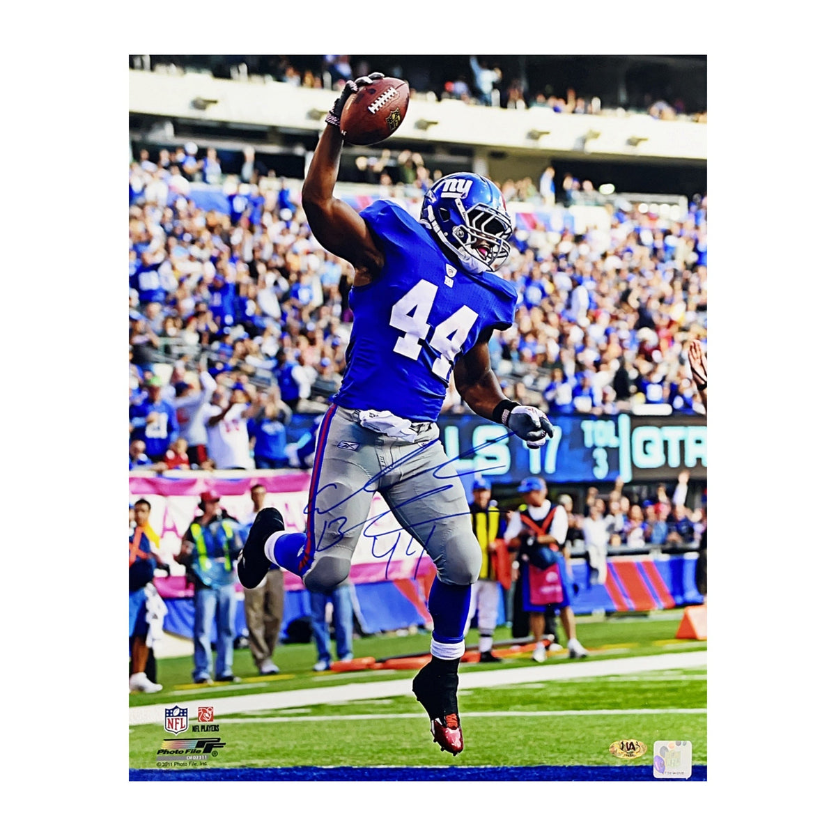 Ahmad Bradshaw Autographed New York Giants Spike 16x20 MAB product image 1, provided for visual reference and product detail
