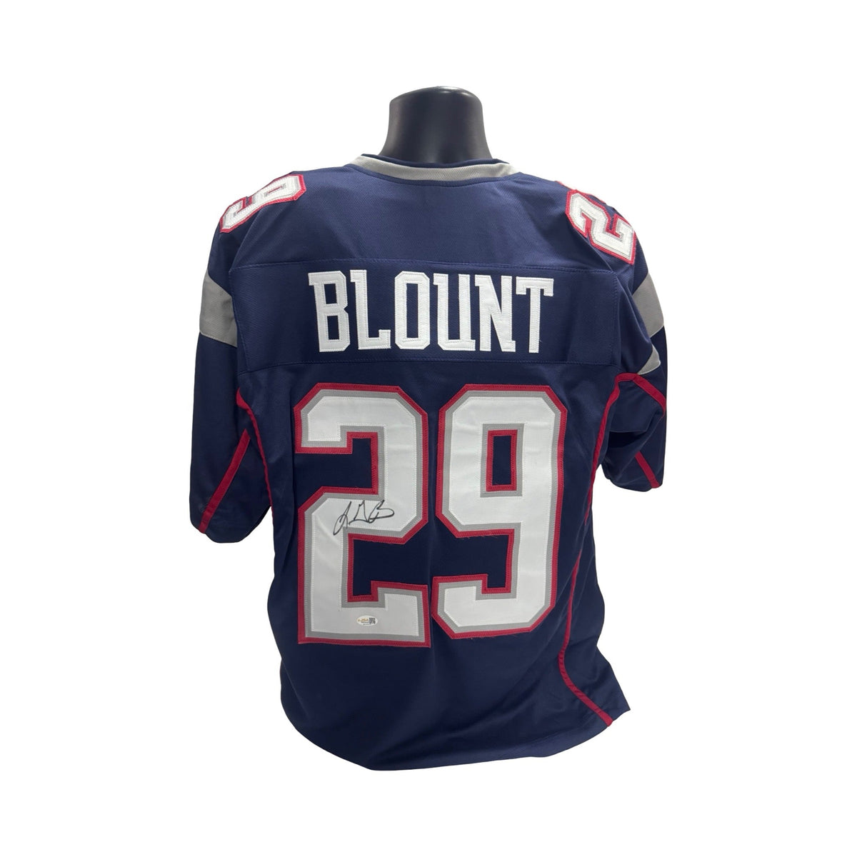 LeGarrett Blount Autographed New England Patriots Navy Jersey JSA product image 1, provided for visual reference and product