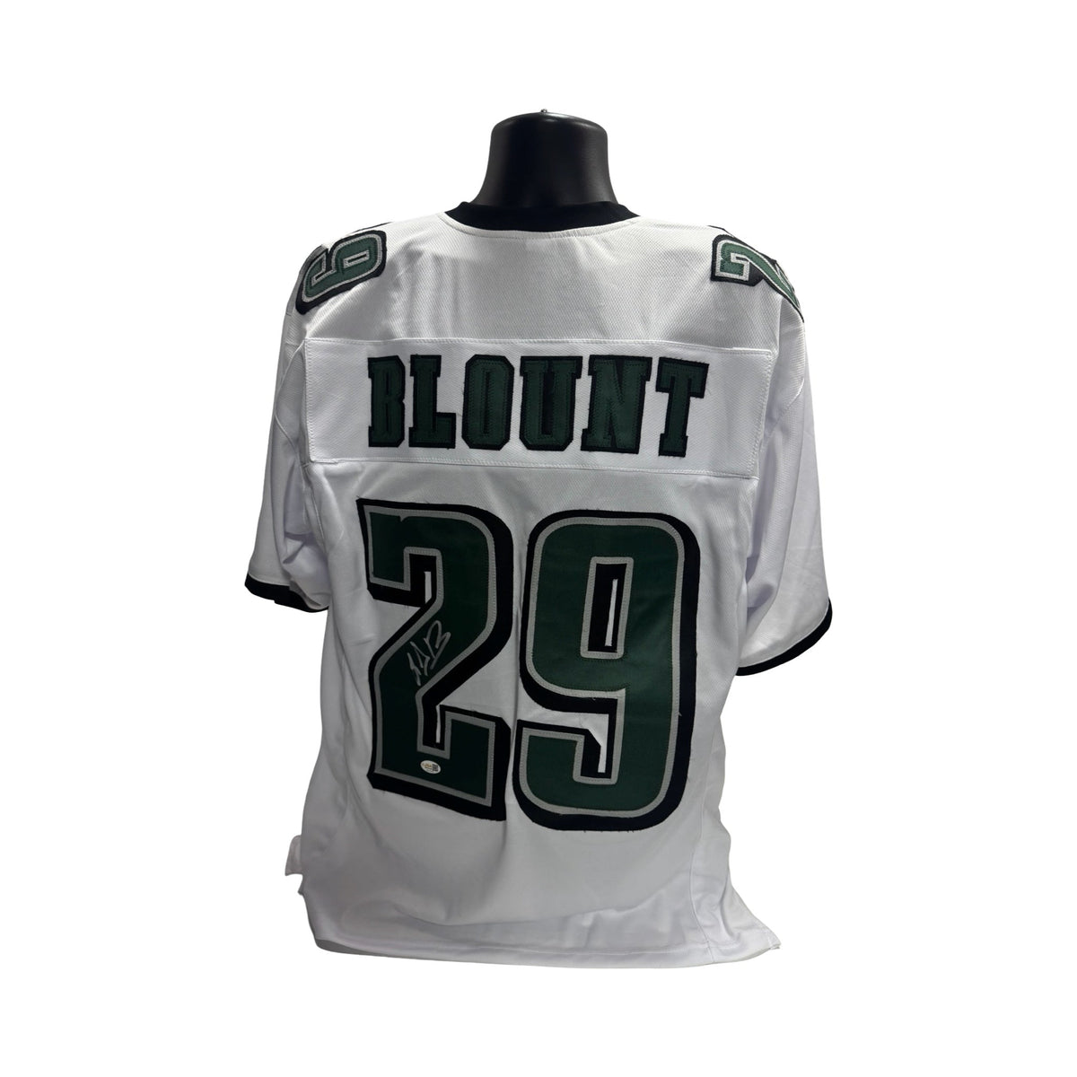 LeGarrett Blount Autographed Philadelphia Eagles White Jersey JSA product image 1, provided for visual reference and product