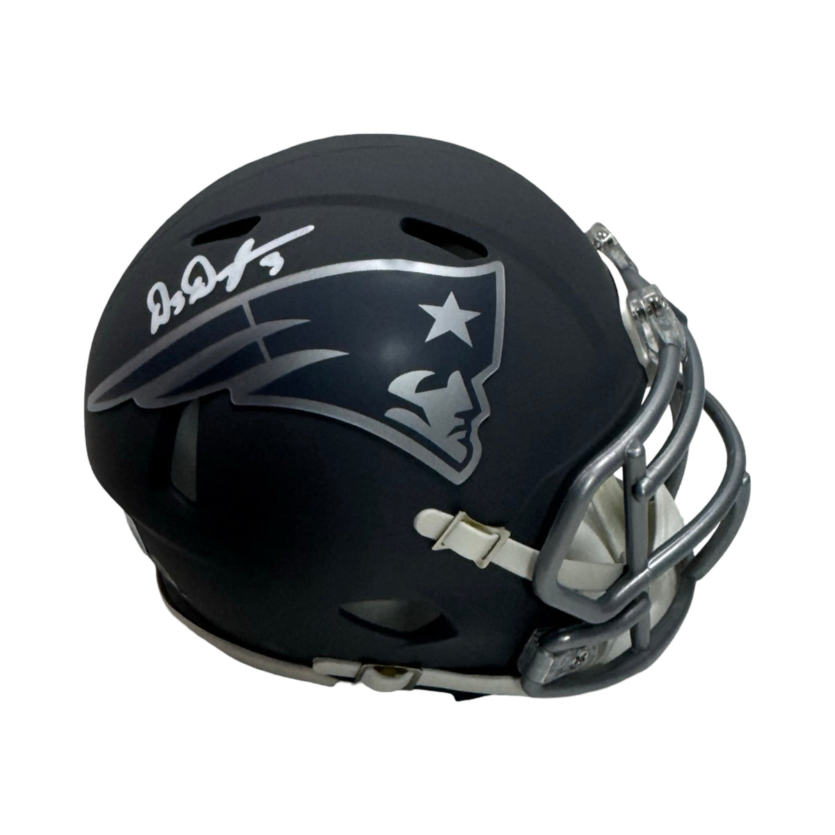 Demario Douglas Autographed New England Patriots Slate Mini Helmet Beckett BAS product image 1, provided for visual