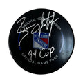 Brian Leetch Autographed New York Rangers Blue Official Game Puck 94 Cup Inscription Steiner CX product image 1, provided