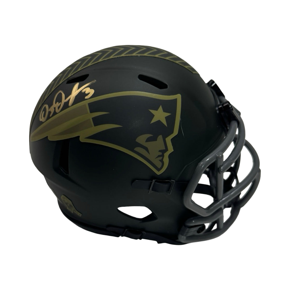 Demario Douglas Autographed New England Patriots Salute to Service Mini Helmet Beckett BAS product image 1, provided for