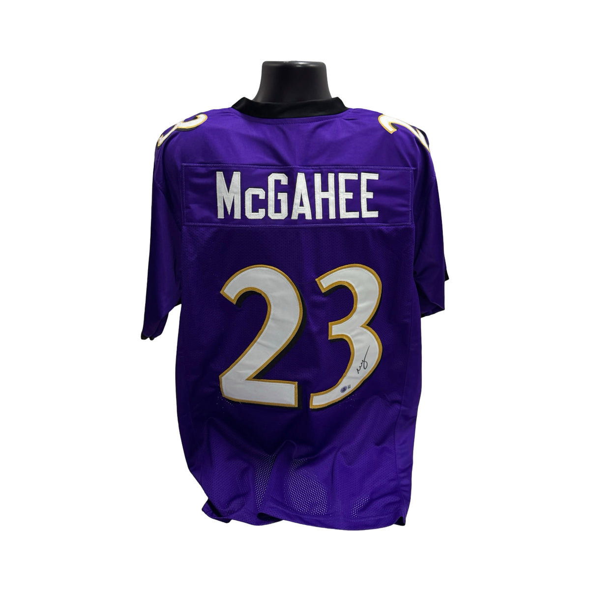 Willis McGahee Autographed Baltimore Ravens Purple Jersey BAS product image 1, provided for visual reference and product