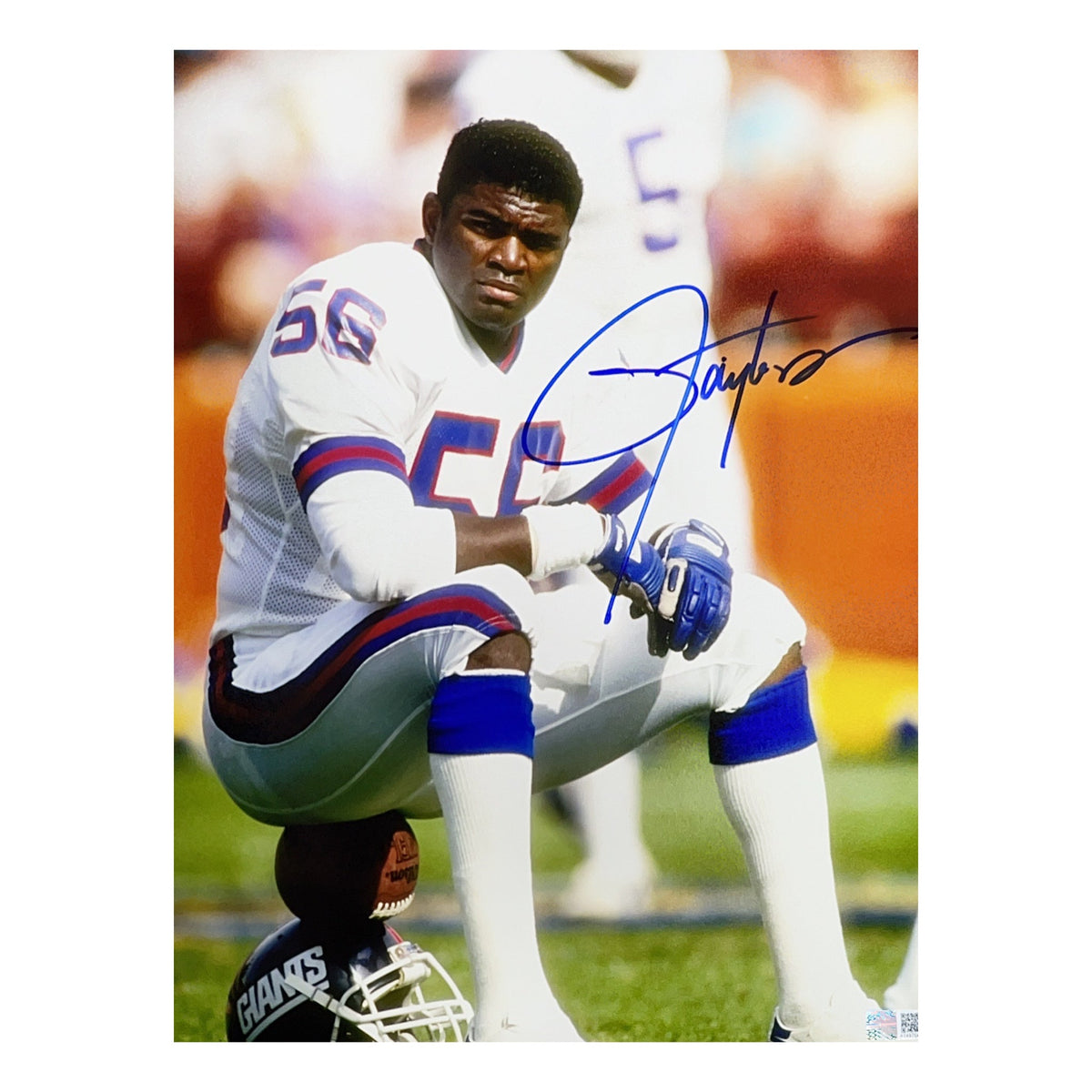 Lawrence Taylor Autographed New York Giants Sitting White Jersey 11x14 Steiner CX product image 1, provided for visual