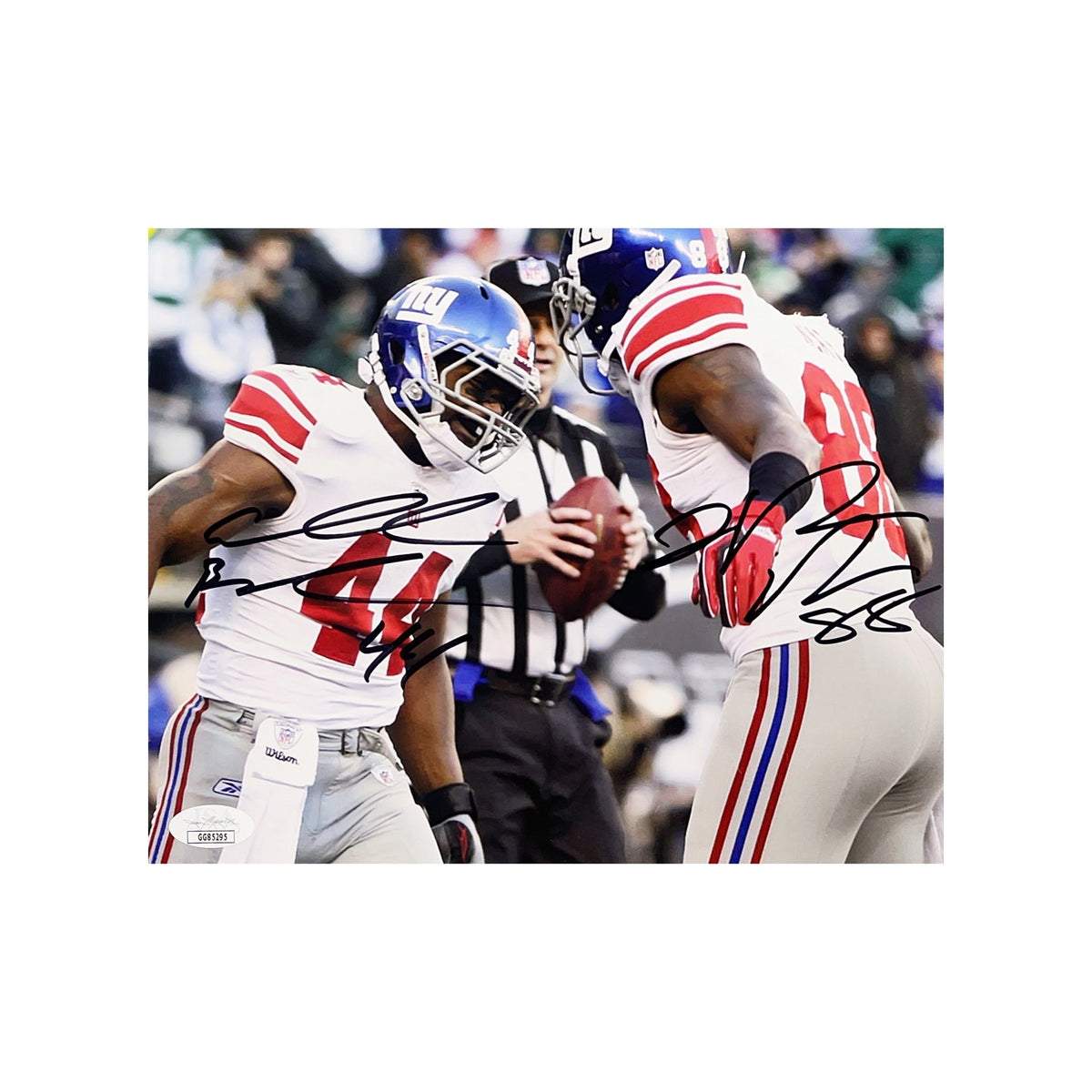 Ahmad Bradshaw & Hakeem Nicks Autographed New York Giants Dap 8x10 JSA product image 1, provided for visual reference and