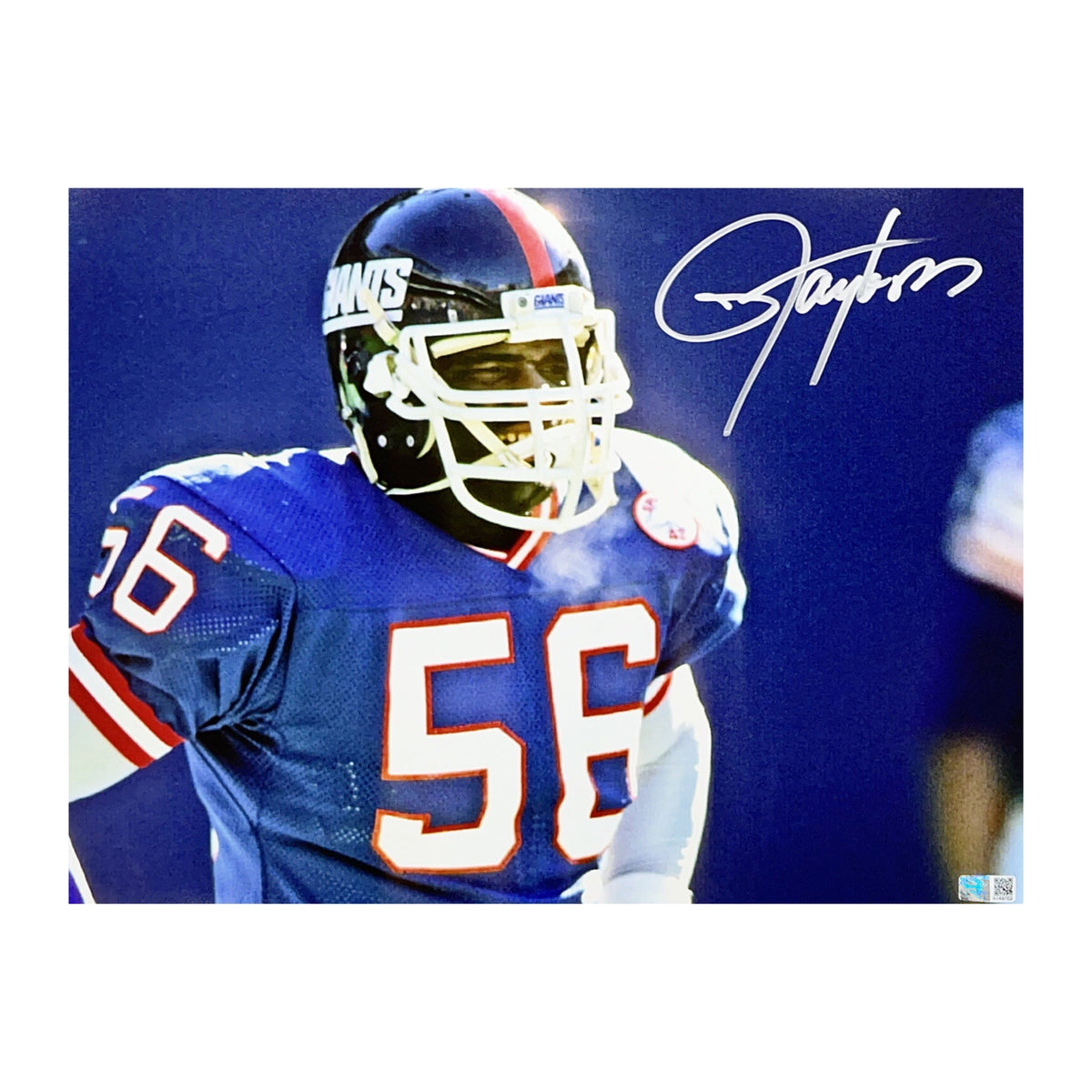 Lawrence Taylor Autographed New York Giants Close Up Blue Jersey 11x14 Steiner CX product image 1, provided for visual